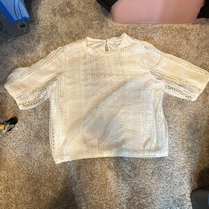 Calligraphie Off White Lace Crochet Top Size XL